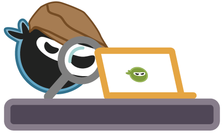 Investigate-Ninja-Laptop-medium Screenwriting Ninja investigating screenplay writing software tools on a laptop computer.